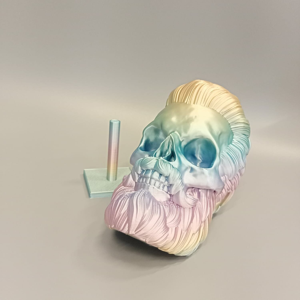 Бородатый череп фигурка для декора интерьера, арт-объект, 3D печать, 20 см., градиентный
