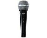 SHURE SV100-A микрофон динамический вокально-речевой с выключателем и кабелем (XLR-6.3 мм JACK), черный, серебристая сетка