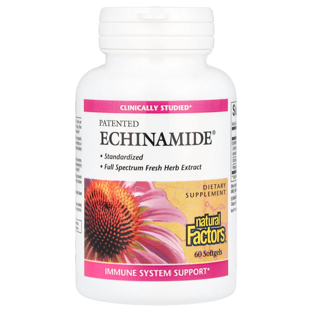 Natural Factors, Запатентованный Echinamide®, 60 мягких таблеток