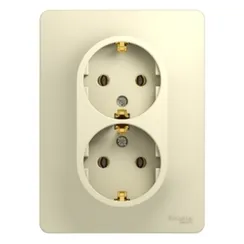 Розетка двойная с заземлением без шторок Systeme Electric Glossa Бежевый GSL000224