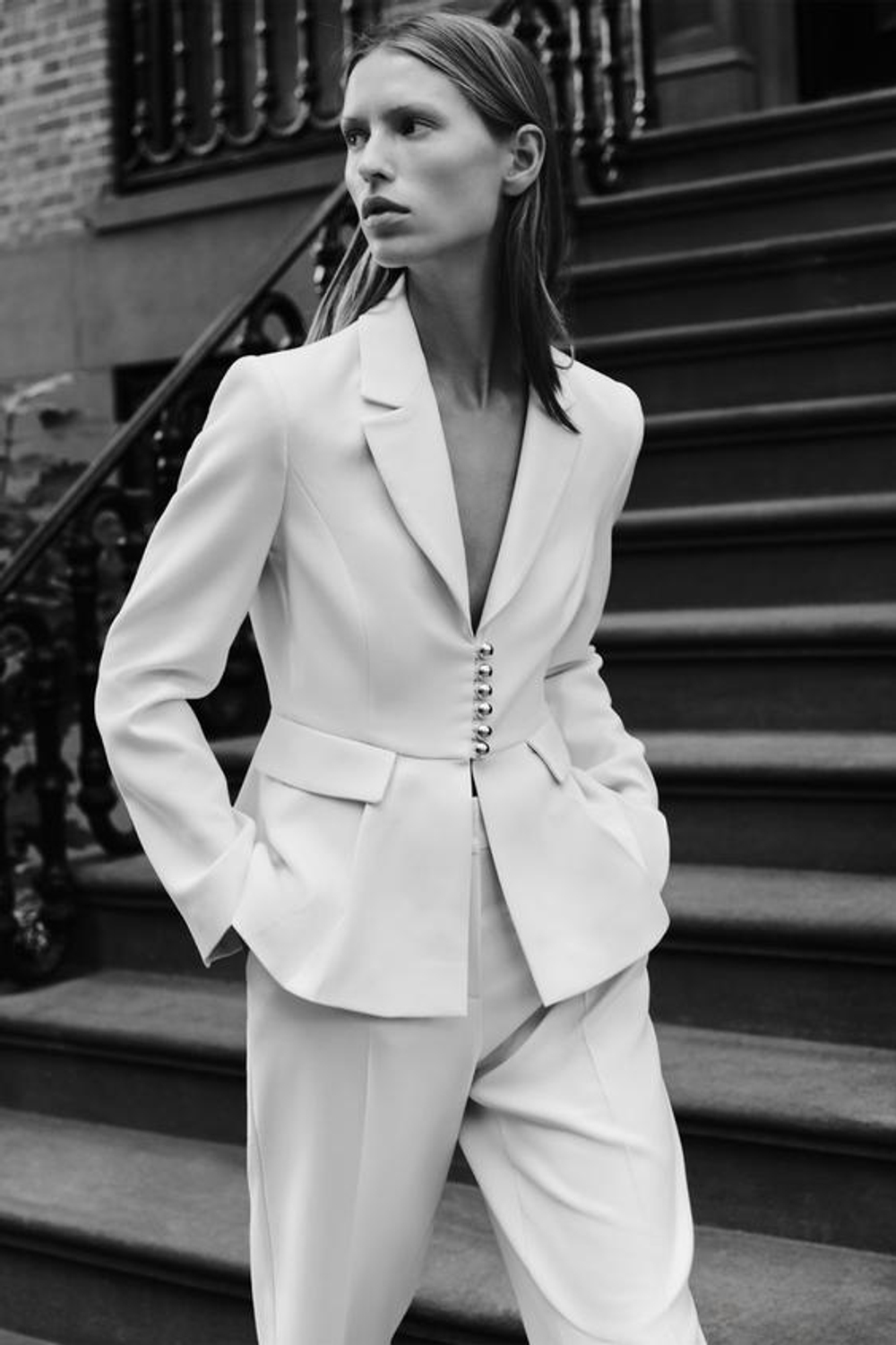 ZARA БРЮКИ ПРЯМОГО КРОЯ, ЭКРЮ