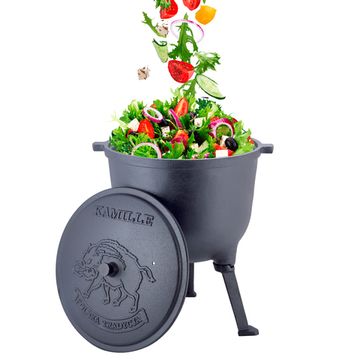 Котелок чугунный 10 л. на ножках с крышкой и креплениями Kamille KM-4802V