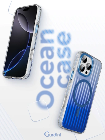 Чехол накладка iPhone 16 Pro 6.3" Gurdini Ocean Case (2) Transparent синий