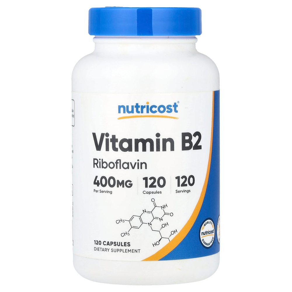 Nutricost, Витамин B2, 400 мг, 120 капсул