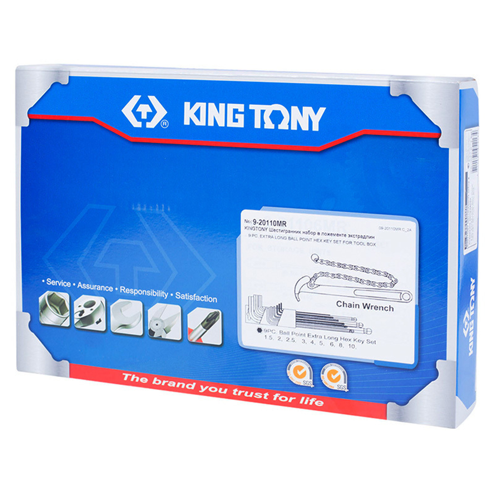 KING TONY (9-20110MR) Набор шестигранников Г-образных и съемник масляных фильтров, ложемент, 10 предметов
