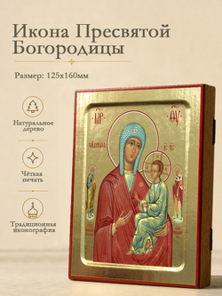 Икона Пресвятой Богородицы, Хлебная (красно-голубая) на дереве: 125 х 160 (Синопсисъ)