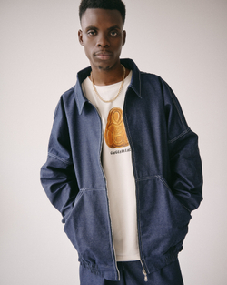 Zip-Up Shirt Jacket Denim Dark-Blue