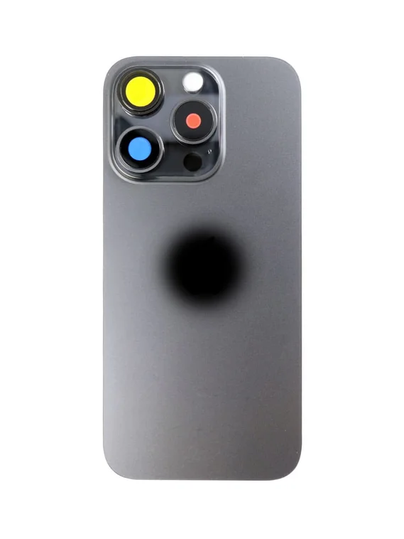 Задняя крышка для iPhone 15 Pro (серый) в сборе со стеклом камеры с кольцом MagSafe