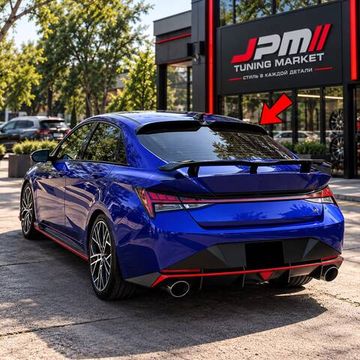 Козырёк заднего стекла Hyundai Elantra 2020-2026 (тип 3) чёрный глянец