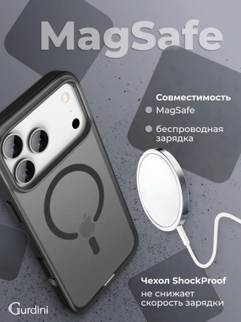Чехол накладка iPhone 17 Pro Max / 18 Pro Max 6.9" Gurdini Shockproof Case with Magsafe Black