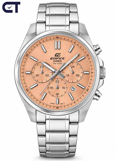 CASIO EFV-650D-4AVUDF EDIFICE мужские наручные часы — стальной хронограф с красным циферблатом