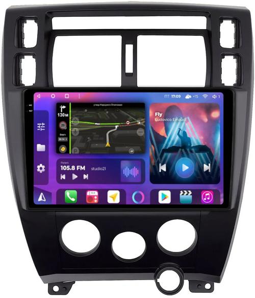 Магнитола для Hyundai Tucson 1 2004-2009 (рамка черная) - FarCar S500-TS10 монитор 10.36" QLED на Android 14, Быстрая, CarPlay, 4G SIM-слот