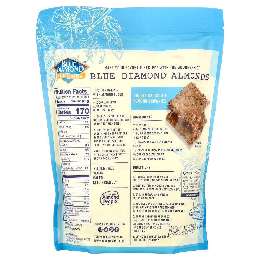 Blue Diamond, Миндальная мука, мелко просеянная, 454 г (16 унций)