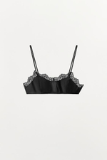 Бюстгальтер из 100% кожи с кружевом - ZARA