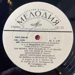 Винтажная виниловая пластинка LP Angel Vladkovic Group ABC Ансамбль Ангела Владковича АВС (СССР 1981)