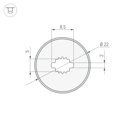 Силиконовый профиль WPH-FLEX-D22-360deg-S8-5m BLACK (Arlight, Силикон)