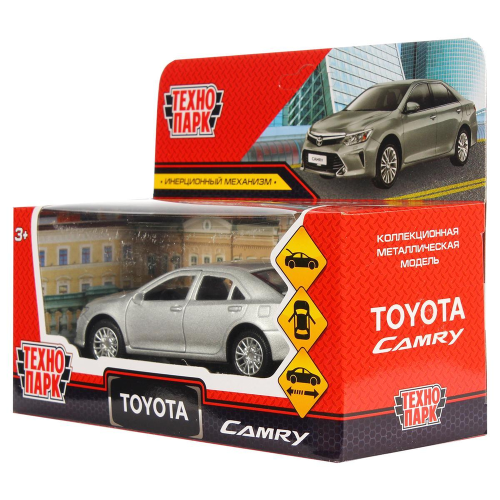 Модель ин. мет. "Toyota Camry" 12см. двери, багаж, серебристый ,коробка CAMRY-12-SR (Технопарк)