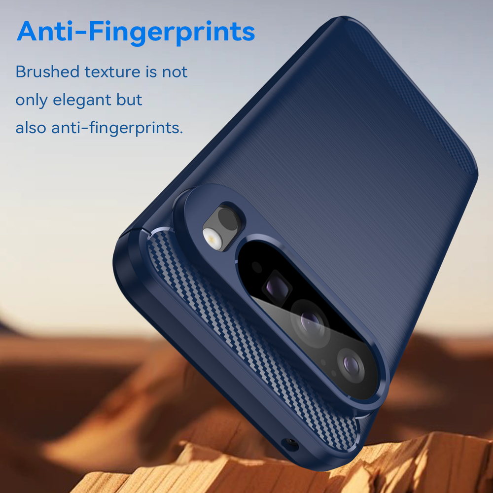 Чехол синего цвета с дизайном под карбон на Google Pixel 10 Pro XL, серия Carbon от Caseport