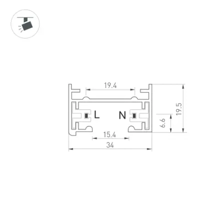Трек LGD-2TR-TRACK-2000-WH-M (C) (Arlight, IP20 Металл, 3 года)