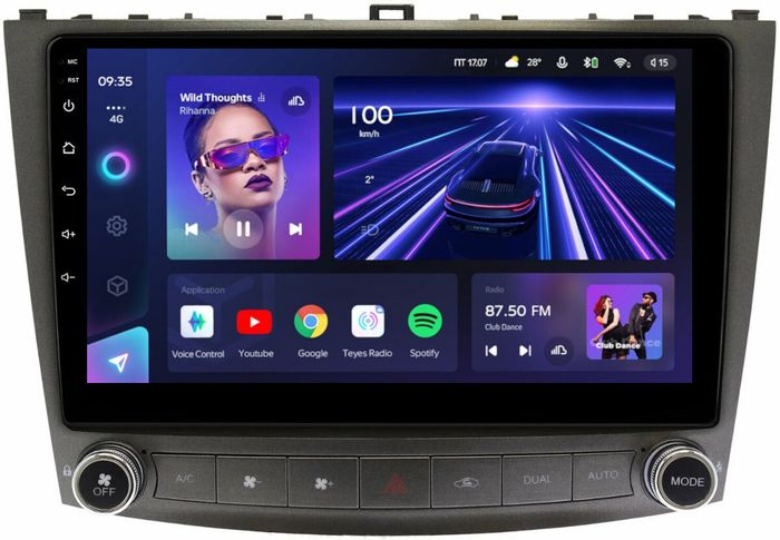 Магнитола для Lexus IS250 XE20 2005-2013 (ШГУ монохром) - Teyes CC3 монитор 10" QLED на Android 10, Быстрая, CarPlay, 4G SIM-слот