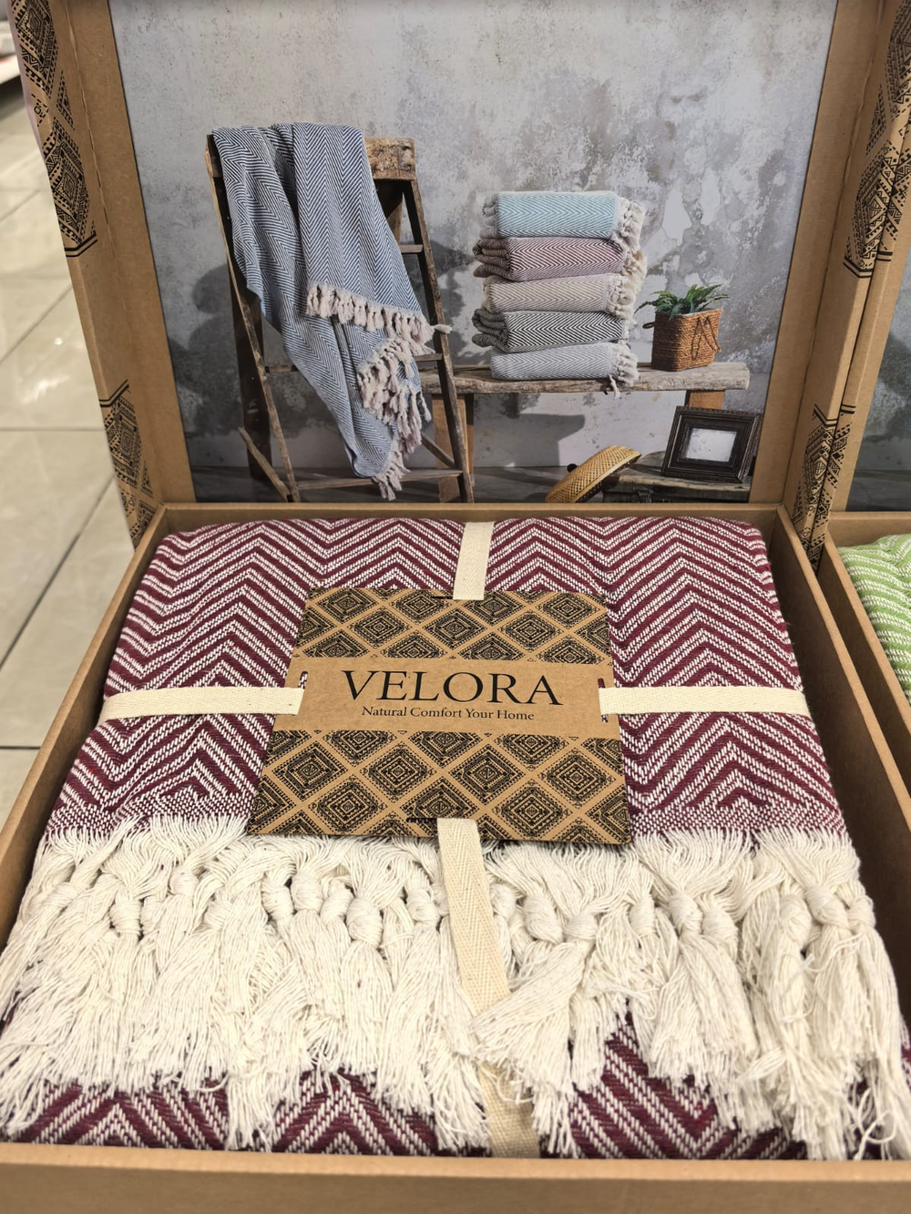 Velora Home Плед Двухцветный-2 V дизайн бордовый цвет 200х230 100% Хлопок
