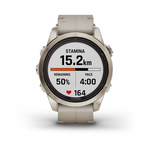 Умные часы Garmin FENIX 7S PRO Sapphire Solar 42 мм золотистый корпус с кожаным ремешком цвета известняка