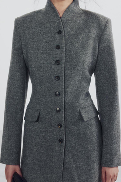 ZARA ШЕРСТЯНОЕ ПАЛЬТО С ПУГОВИЦАМИ — ZW COLLECTION, СЕРЫЙ