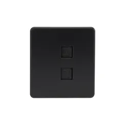 Розетка компьютерная двойная RJ45+RJ45 Cat 6 KRANZ Miele Round Оникс KR-78-0725-3