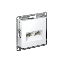 ATLASDESIGN РОЗЕТКА двойная компьютерная RJ45+RJ45 кат. 6А, механизм, БЕЛЫЙ