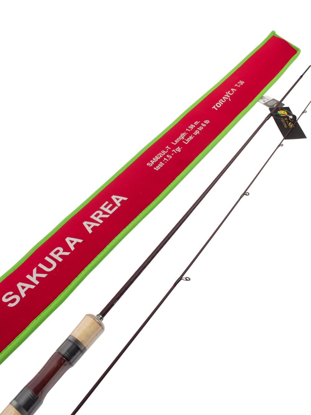 Удилище спиннинговое Sakura Area, 2 секции, длина 1.98 м, тест 1.5-7 г Carbon Torayca, кольца FUJI (7+1)