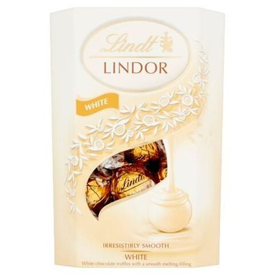 подмята упаковка - Lindt Шоколадные конфеты Lindor White в коробке 200 г (Из Финляндии)
