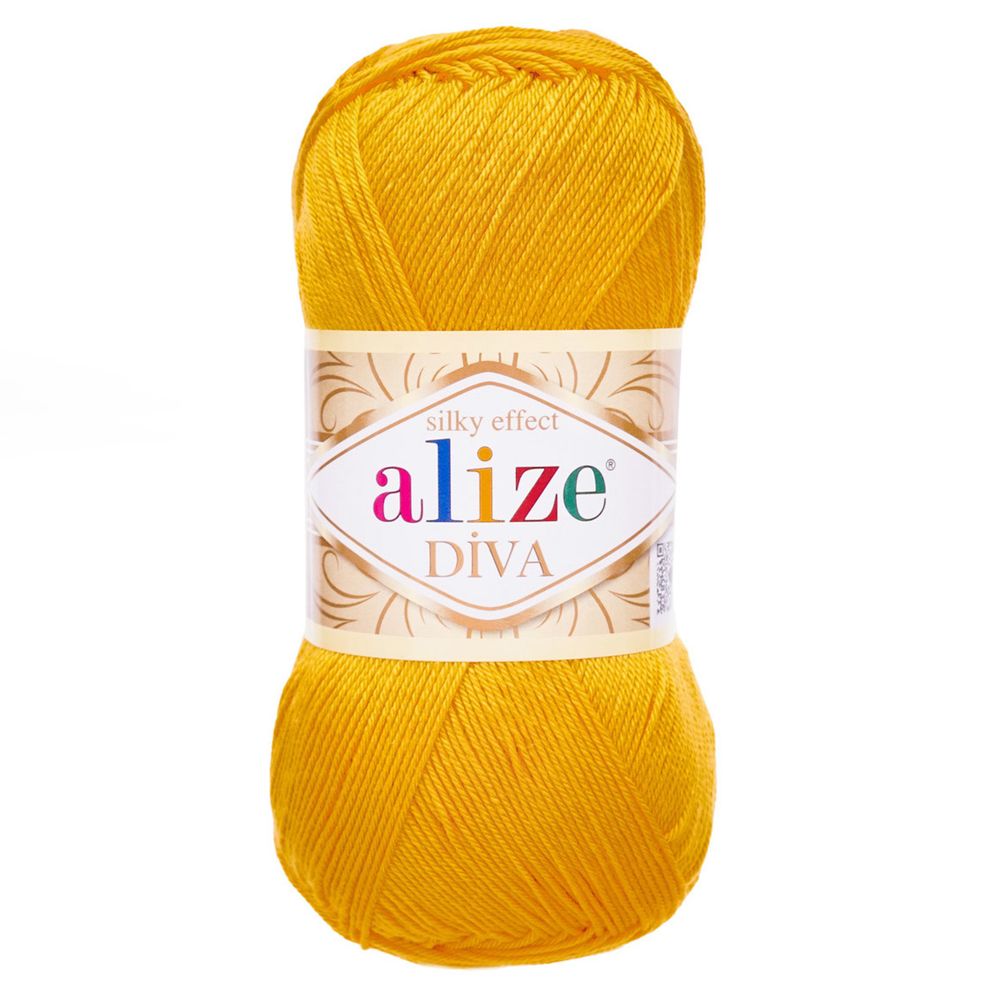 Пряжа Alize (Ализе) Diva / уп.5 мот. по 100 г, 350м, 488 темно-желтый A