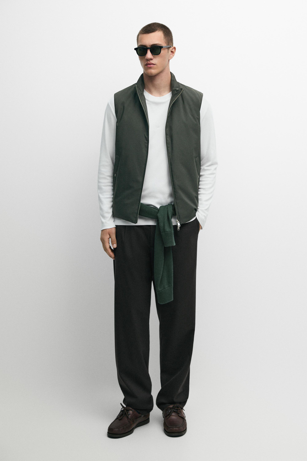 Massimo Dutti Сверхлегкий водоотталкивающий пуховый жилет, темный меланж