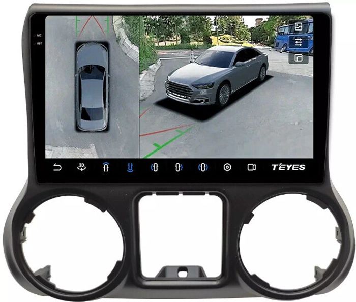 Магнитола для Jeep Wrangler 3 2010-2014 - Teyes CC3-2K-360 монитор 10.36" 2K QLED на Android 10, Быстрая, CarPlay, 4G SIM-слот, 4 камеры в комплекте