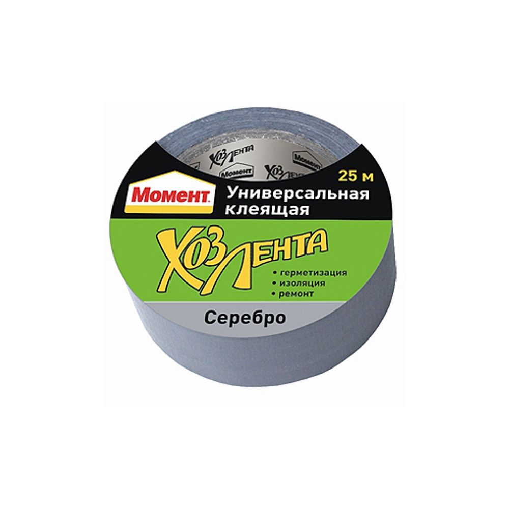 Клейкая лента Момент 1161083 Хозлента универсальная серебро 25 м. | Момент