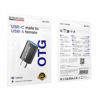 OTG адаптер Borofone BV26C Type-C штекер на USB гнездо USB3.0