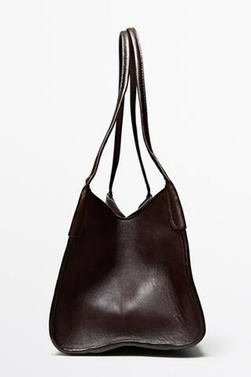 Massimo Dutti Сумка через плечо из кожи наппа, бургунди