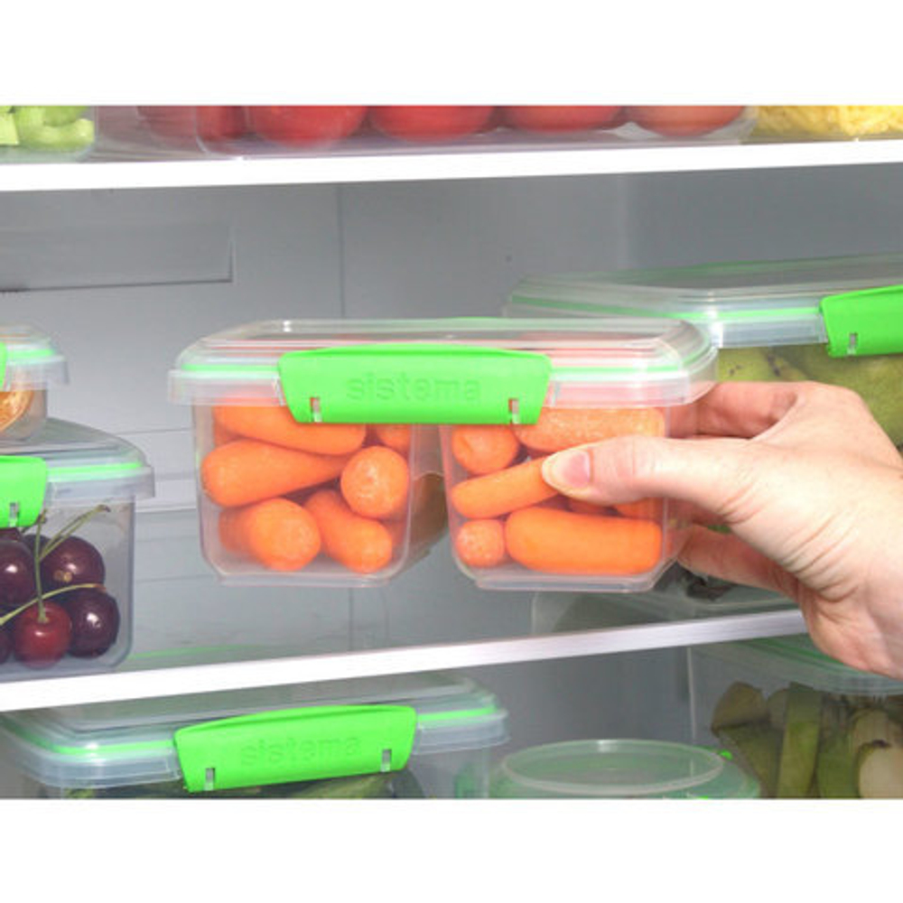 Контейнер двойной 1л Sistema Fresh зеленый