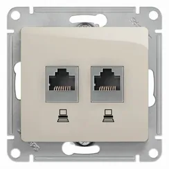 Розетка компьютерная RJ45 + RJ45 Cat 5e Systeme Electric Glossa Молочный GSL000985KK