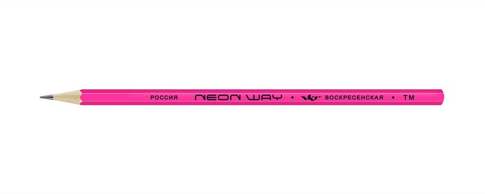 Карандаш чернографитный неоновый заточенный ТМ (HB) 72 шт, Neon way NW04, 1542 розовый, ВКФ NW04