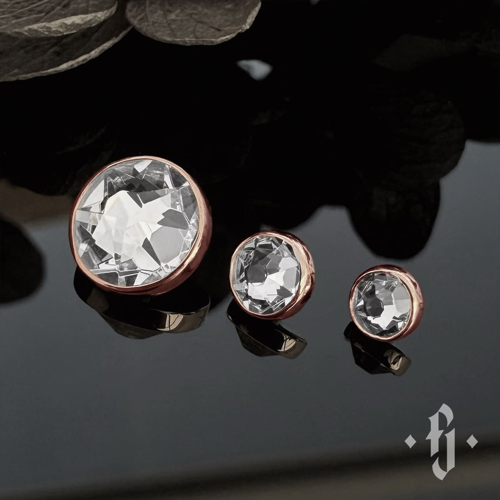 Накрутка "Flat Gem" - Розовое золото - White SW