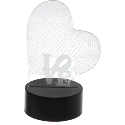 Светильник ночник «3D-LOVE» на пластиковой подставке, с включателем USB