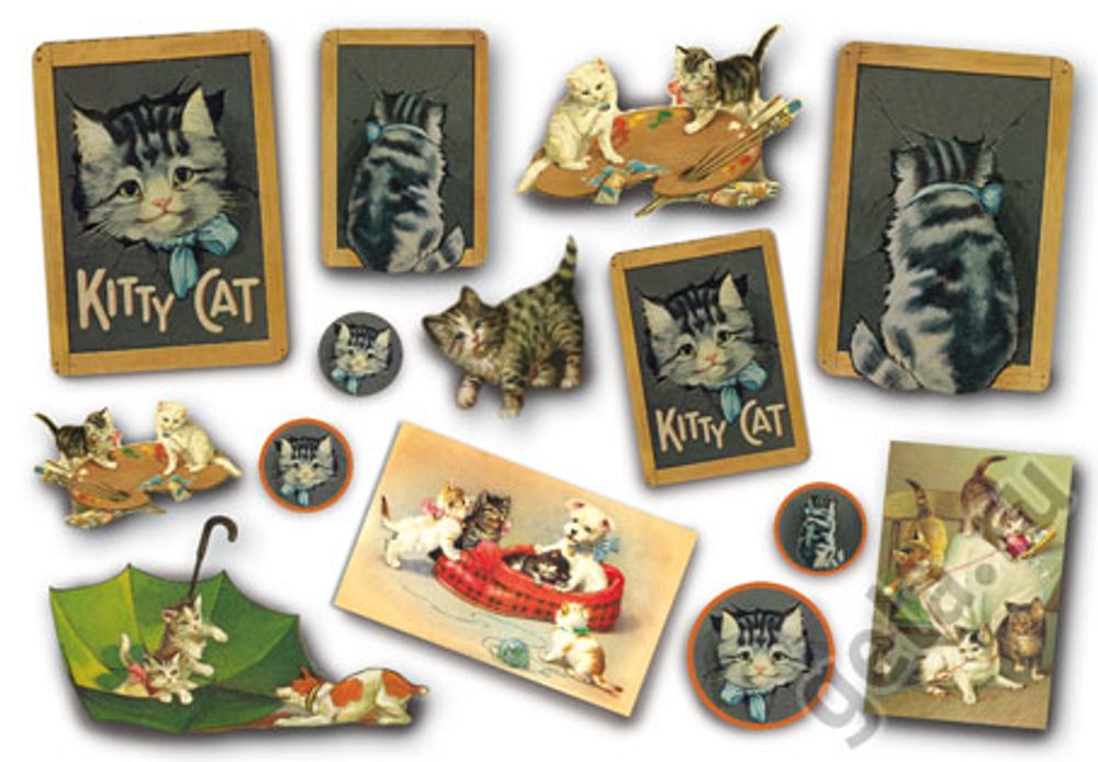 Бумага рисовая 48х33 см, Кошки, 1 лист
