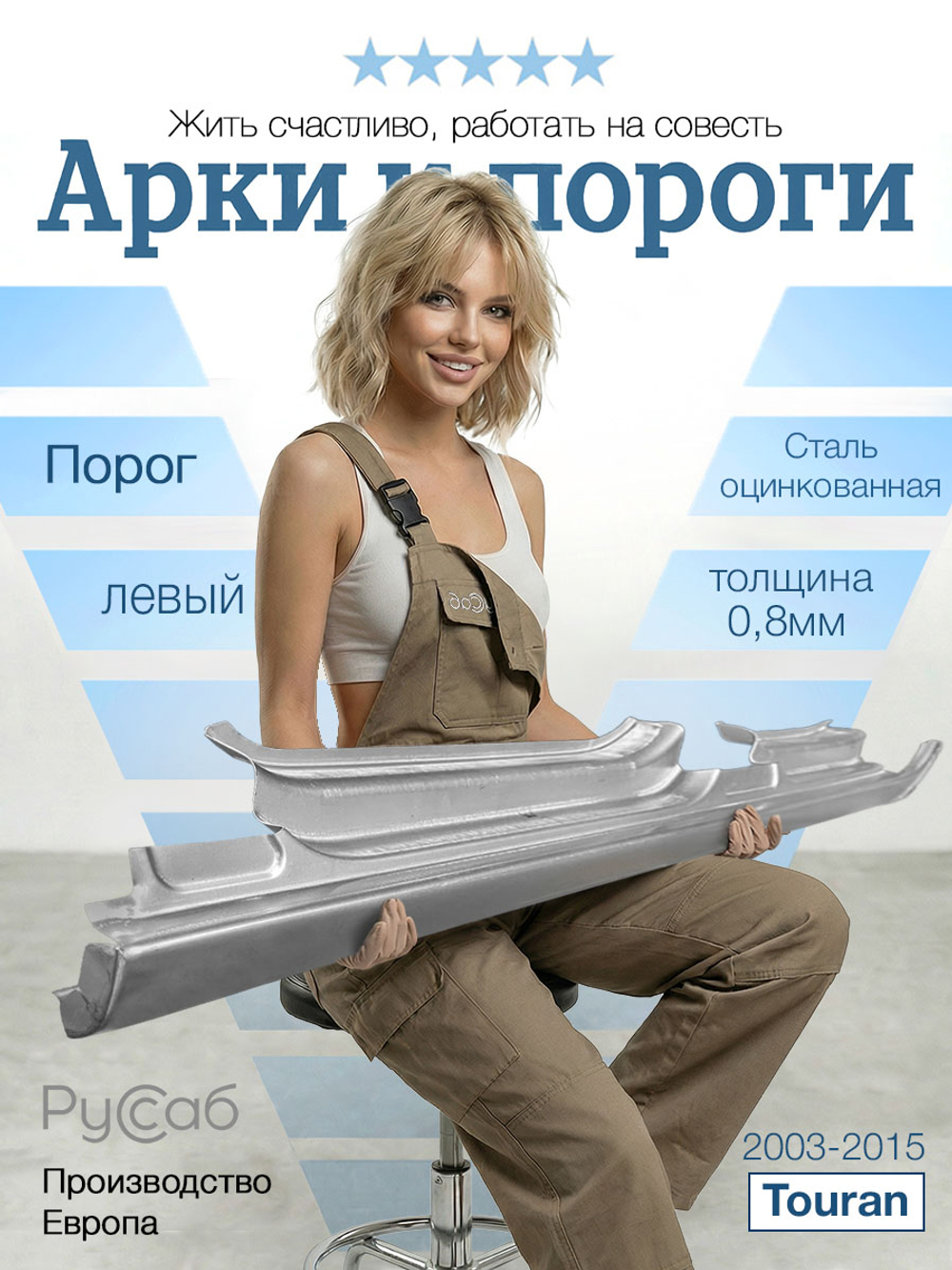 Порог левый Volkswagen Touran 2003-2015 (Klokkerholm)