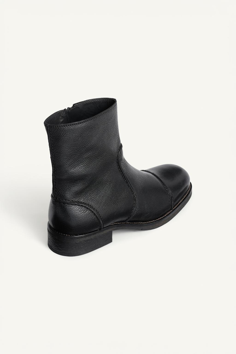 ZARA КОЖАНЫЕ БОТИНКИ НА МОЛНИИ, ЧЕРНЫЙ