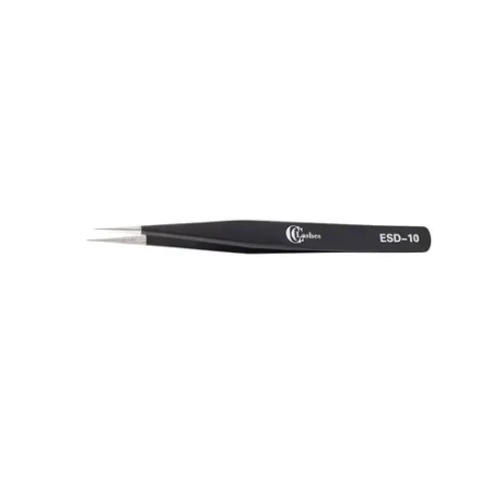 Пинцет для наращивания ESD-10 черный с острыми кончиками, CC Lashes