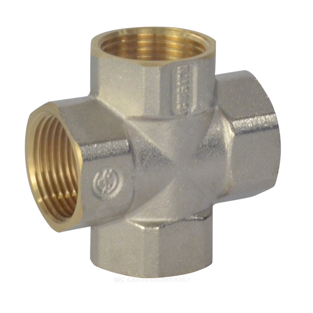 Крест латунь никель Ду 15 (1/2") ВР/ВР 9011 ГОСТ 32585-2013 Aquasfera 9011-01