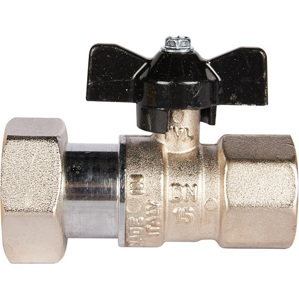 Кран шаровой с накидной гайкой STOUT 3/4"x1" ВР/накидная гайка (бабочка)