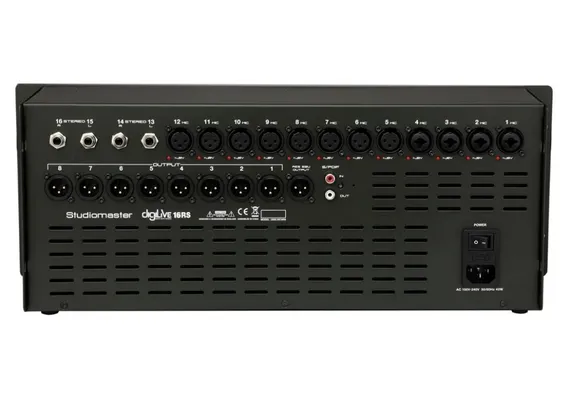 Studiomaster DIGILIVE 16RS Цифровой микшерный пульт в рэковом исполнении (4U) 12 балансных входа, из них 4 XLR/Jack combo
