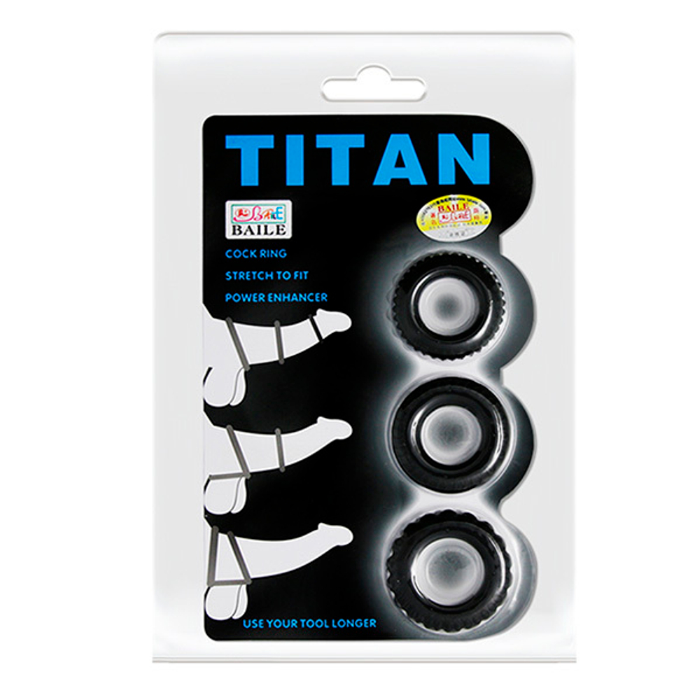 Набор из 3 эрекционных колец 3,6см, 3,9см и 4,2см Baile Titan BI-210148